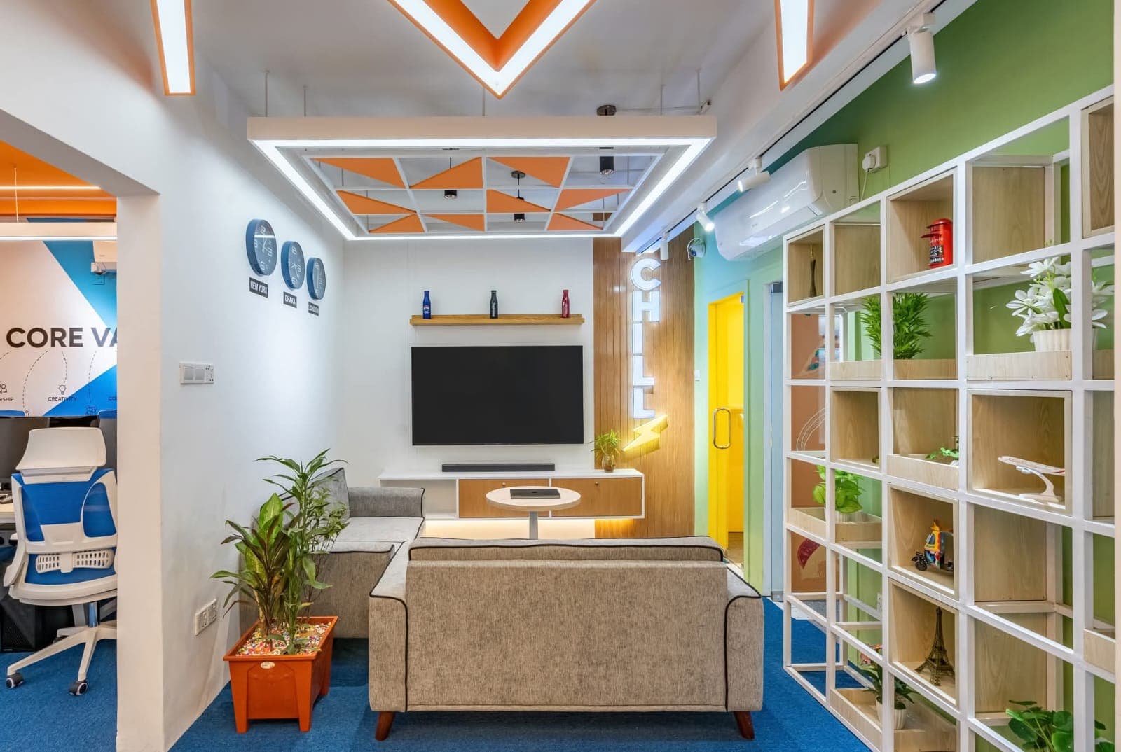 The team's lounge and break area